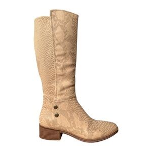 BareTraps Tan Heeled Boots snakeskin print